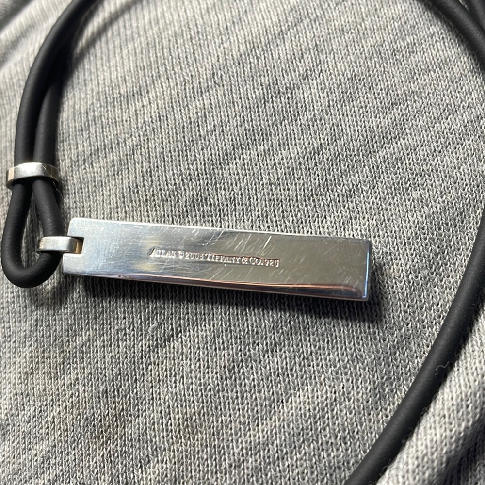 Authentic Tiffany & Co sterling Silver Bar & cord Necklace with COA - Picture 9 of 9